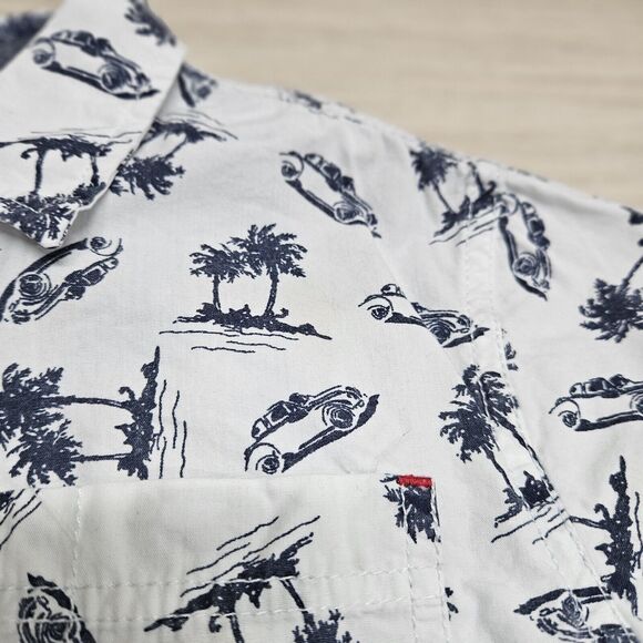 PAPER DENIM & CLOTH Boys White Beach Palm Tree Button Front Shirt Size 5 - Picture 4 of 6